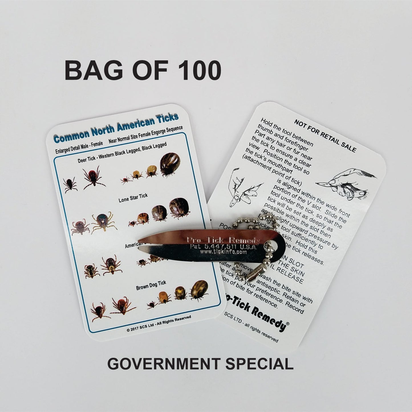 NON USA ProTick Remedy (BAG 100) + Tick ID Card for Government and Community Outreach Programs