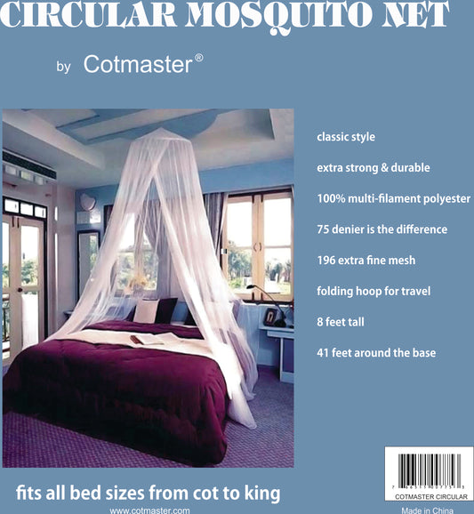Cotmaster Circular White 196 Mesh Queen/King Size Mosquito Net