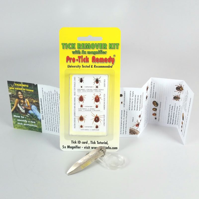 ProTick Remedy Unpacked with Tool, Magnifier, Instruction and Tick ID Information