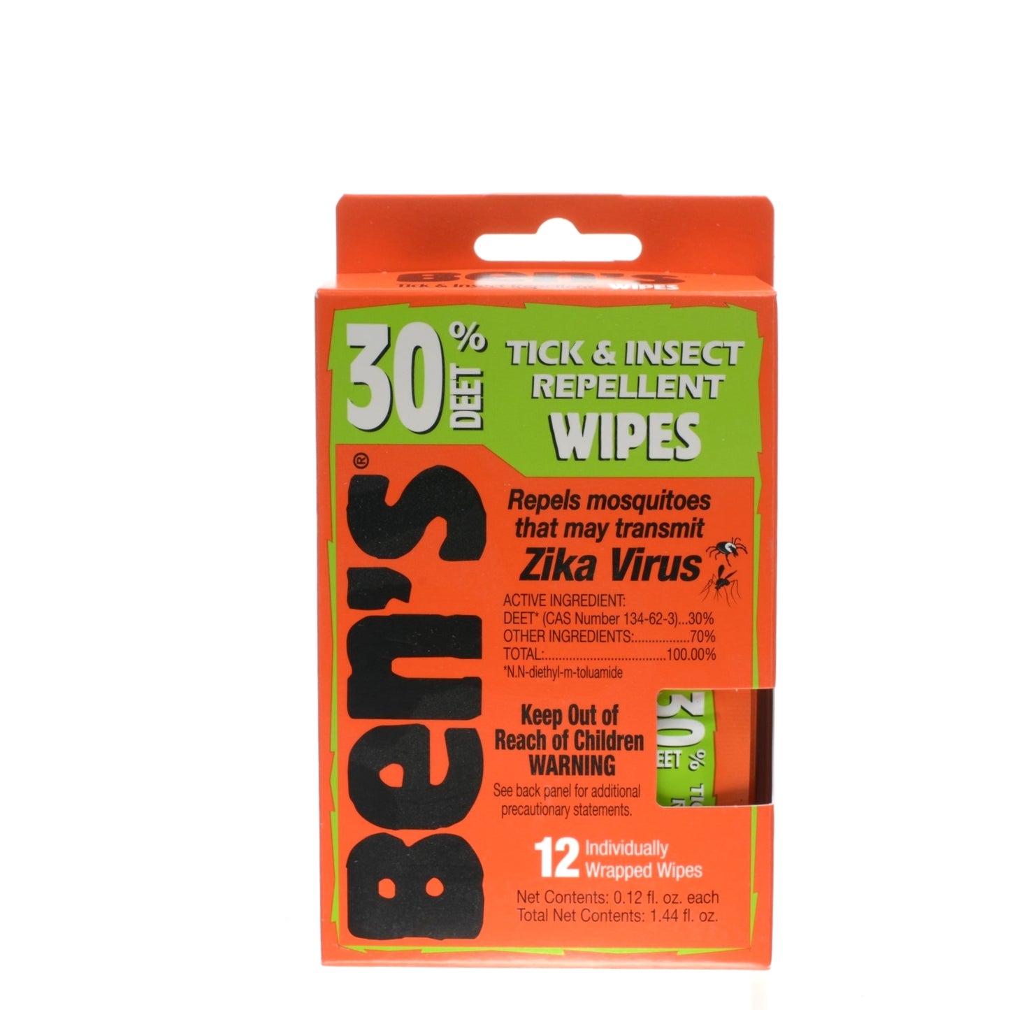Bens Deet 30 Tick & Insect Repellent Wipes 12 Pack