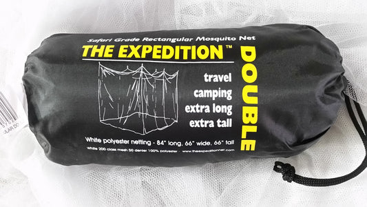 Expedition Double Rectangular White 196 mesh 50 DenierMosquito Net w/ Carry bag