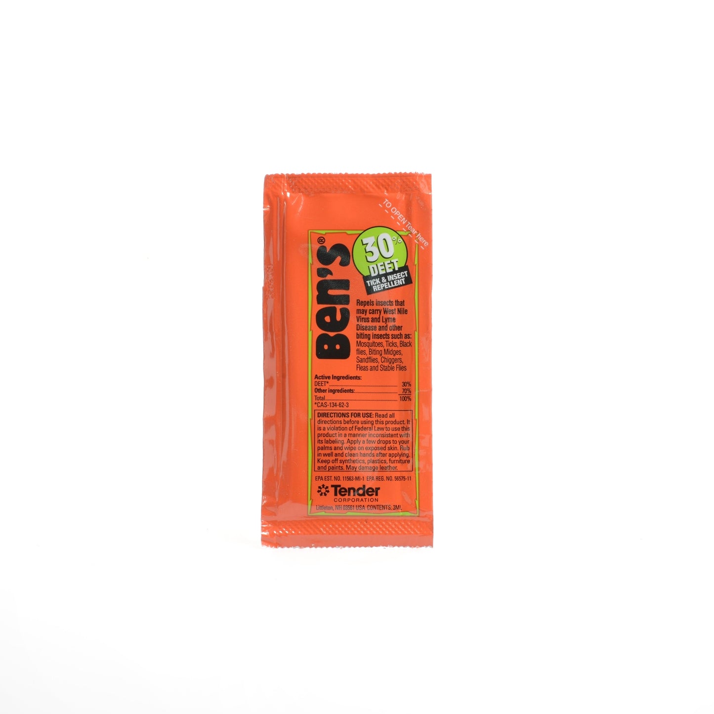 Bens Deet 30% Single Use Pack